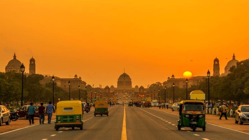 Rajpath Caddesi ve Rashtrapati Bhavan Başkanlık Sarayı